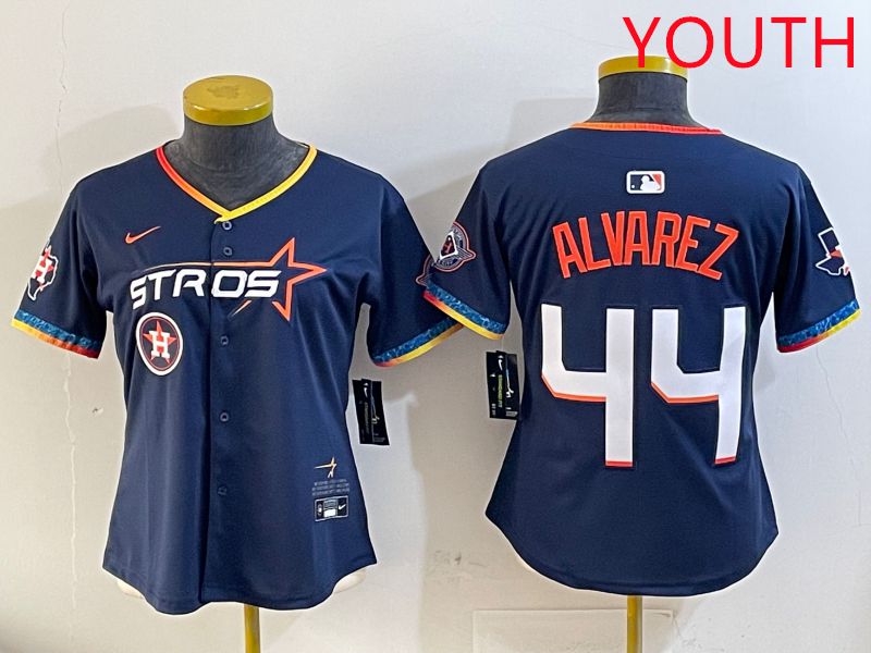 Youth Houston Astros 44 Alvarez Drak Blue Fourth generation Joint Name 2025 Nike MLB Jersey style 8